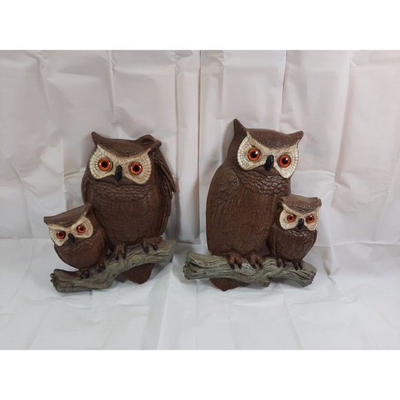 VTG SET TWO 1977 Burwood Owls Limb Plastic Wall Hanging 2070-1 & 2070-2 BOHO - Picture 2 of 6